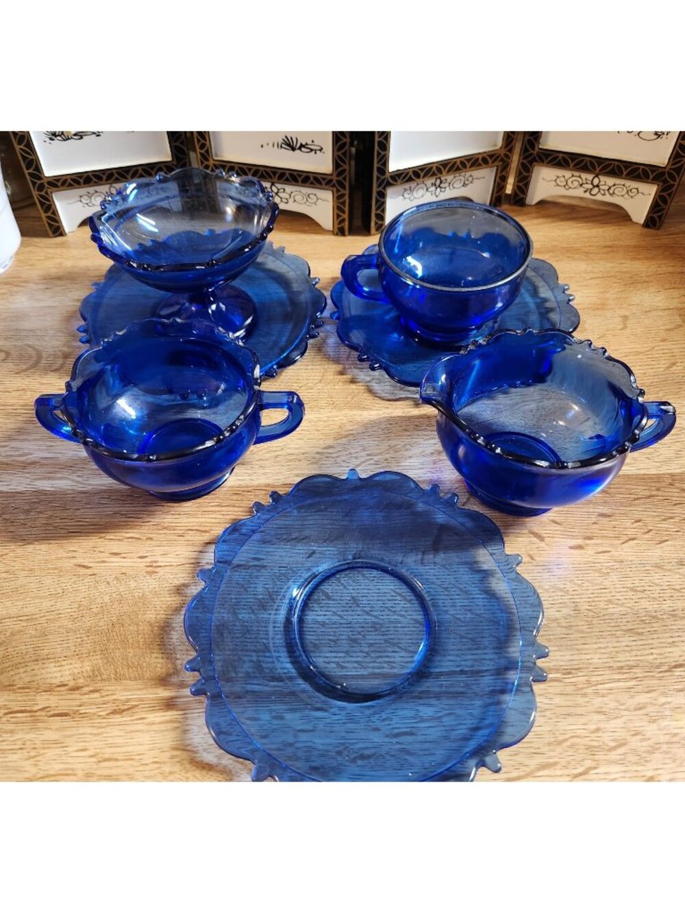 L.E. Smith Mt. Pleasant Cobalt Blue Glass Lot of 7